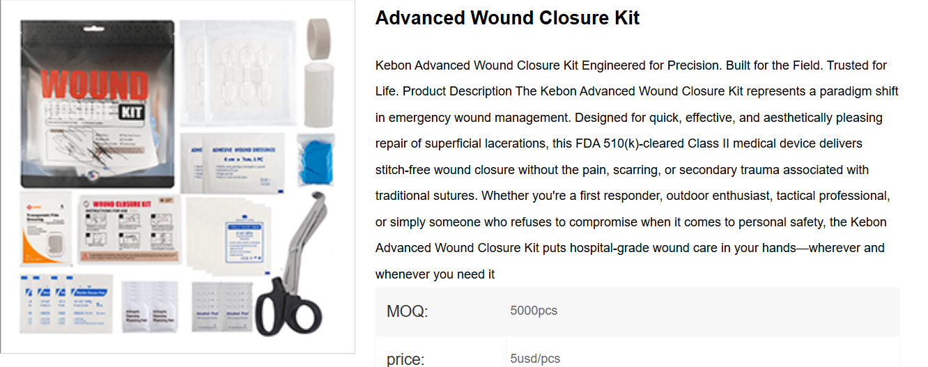 Kebon lance un kit avancé de fermeture des plaies : soins d'urgence des plaies sans couture et approuvés par la FDA pour les professionnels et les aventuriers